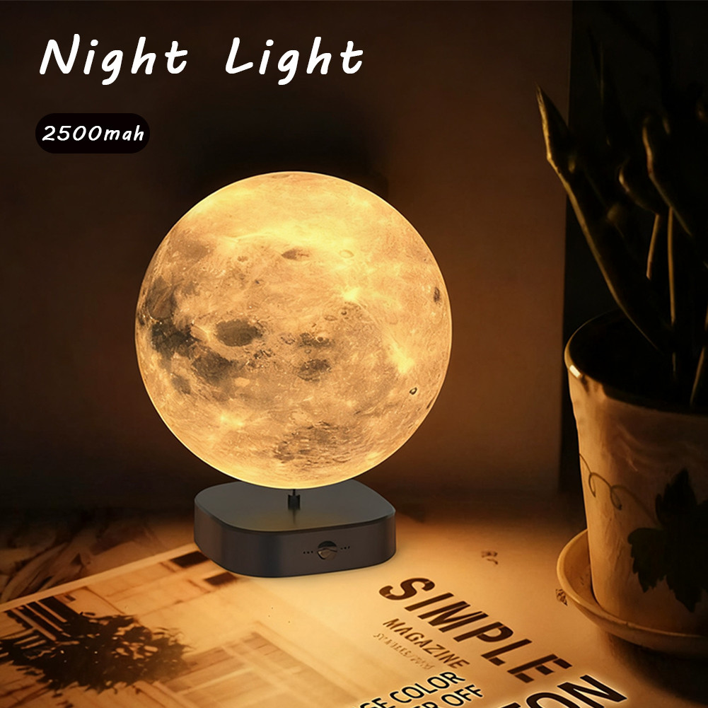 Levitating Moon Lamp, Magnetic Floating Moon Lamp Spinning Luna Night Light with 3 Color Modes, for