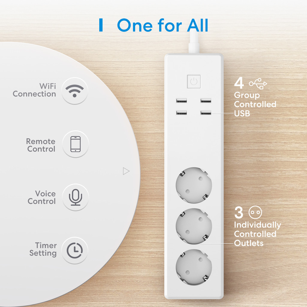 " Meross Homekit Smart Power Strip Wifi Surge Protector Eu/Uk Plug "