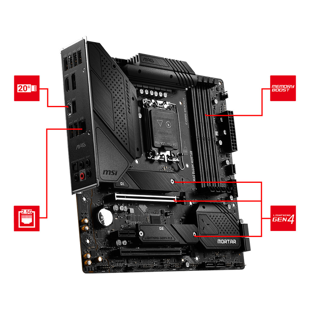 . Msi Lga 1700 Motherboard Mag B660M Mortar Ddr5 Desktop Board 128Gb -