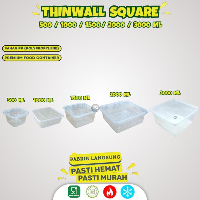 Ready Isi 10 Pcs Thinwall Squere Persegi 2000Ml / Kemasan Thinwall Plastik / Cup Pudding / Thinwall