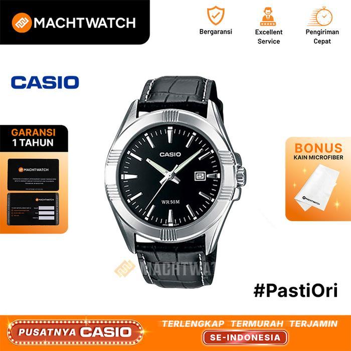 JAM TANGAN PRIA ANALOG CASIO STANDARD MTP-1308L-1AVDF MTP1308 MTP-1308L BLACK LEATHER STRAP