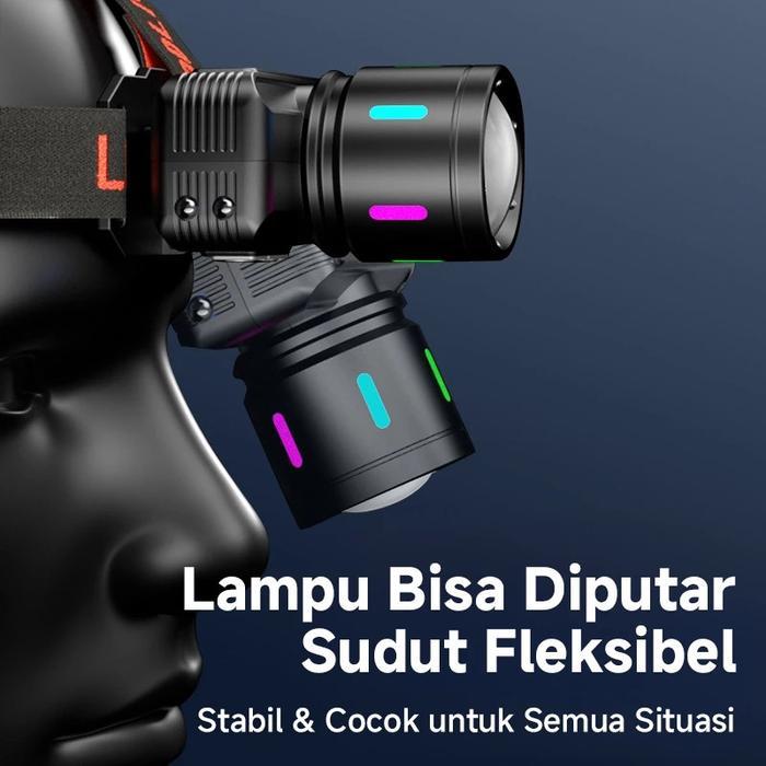 Eiger - Senter Kepala Zoom Teleskopik Sensor Cerdas 100W 20000 Lumens - Tunggal/Tiga Warna