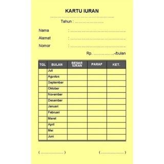 "New" 30 PCS KARTU IURAN CUSTOM SPP INFAQ SYAHRIYAH BULANAN RT IURAN