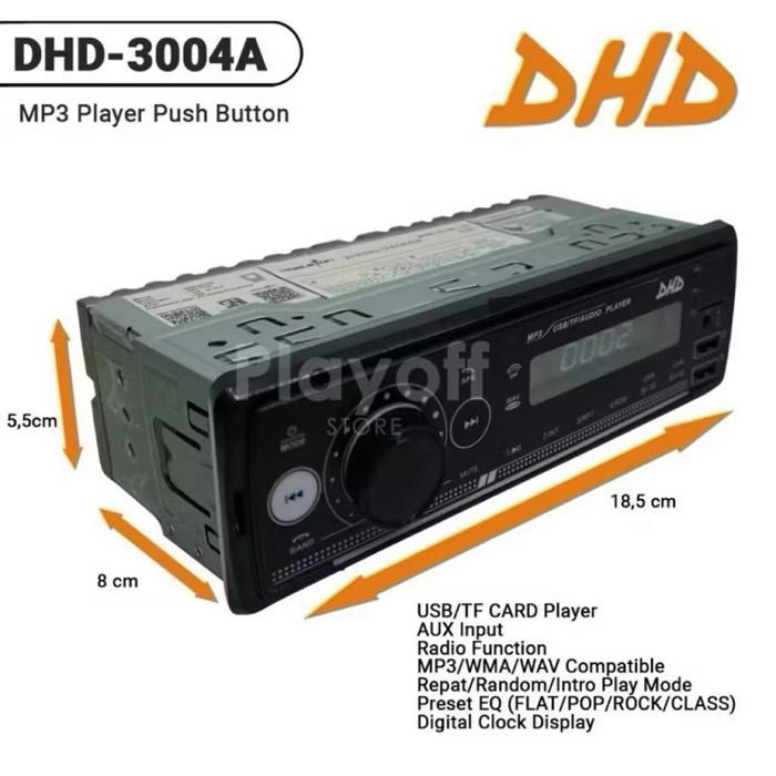 HEAD UNIT TAPE MOBIL SINGLE DIN MP3 BLUETOOTH 2 USB PORT DHD 3004 / DHD-3004 Car