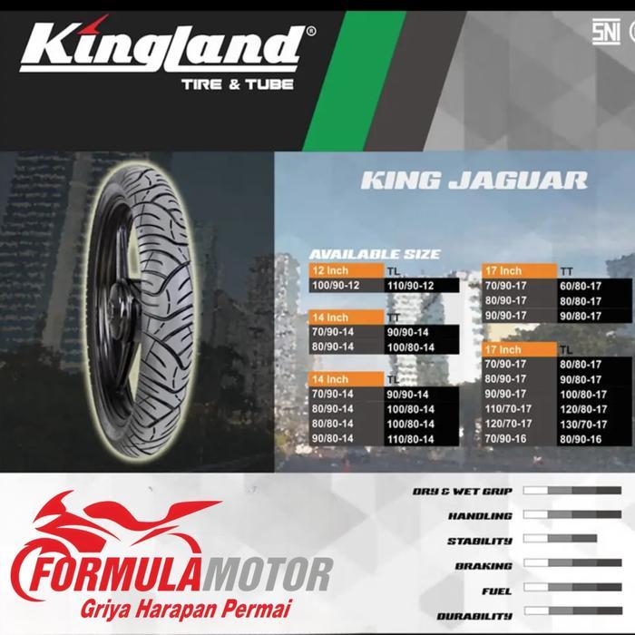 [Ring 12] Kingland King Jaguar Tubeless All Size - Ban Motor Matic Scoopy, Freego, Genio Tubles