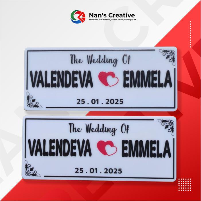 READY PLAT WEDDING PLAT WEDDING AKRILIK PLAT NOMOR AKRILIK PLAT WEDDING CUSTOM