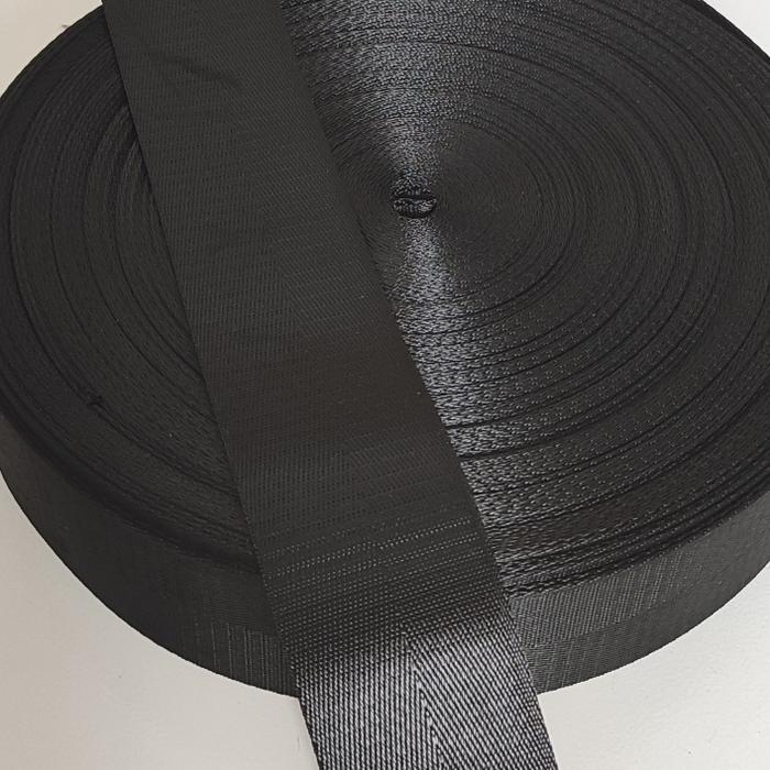 1 Rol Webbing 5 cm Nylon Herringbone Hitam ketebalan 1mm 50 yard