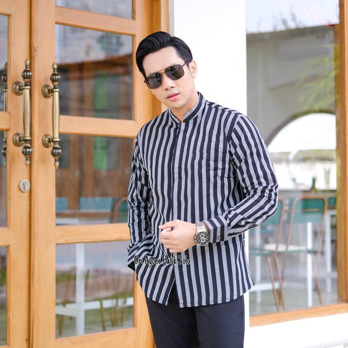 TERBARU Baju Tradisional Lurik Ekslusif By AryaBatik Kemeja Lurik Lengan Panjang Lurik Pria Black