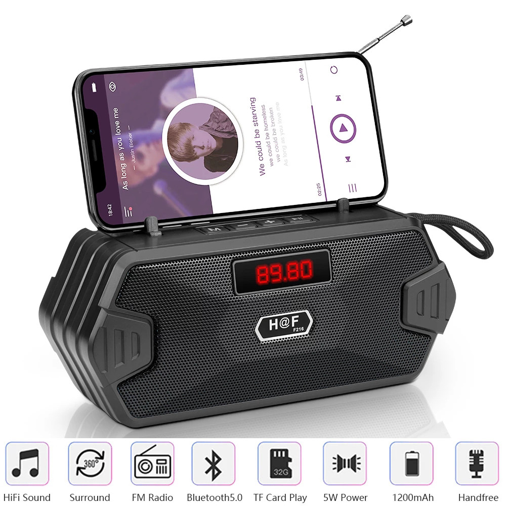 Bass Hifi Outdoor Portable Aux Wireless Bluetooth Speaker Radio FM Receiver Music Sound Box