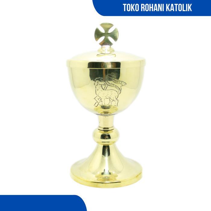 SIBORI TEMPAT HOSTI KATOLIK / PERALATAN MISA KATOLIK / SIBORI KUNINGAN / PERLATAN IBADAH KATOLIK /