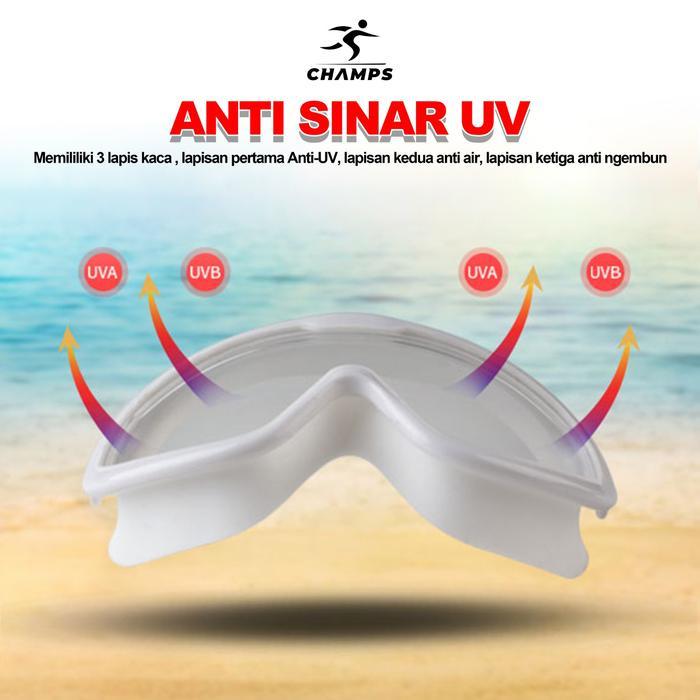 Ready Champs Kacamata Renang Dewasa Anti Uv Ch-301 Swimming Goggles Dengan Ear Plug Built-In Anti