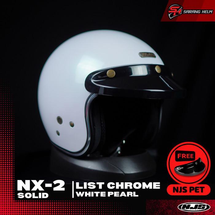 NJS NX-2 Solid List Chrome (FREE PET) - Helm Retro NJS Retro Helm Bogo NJS Bogo Bogo Polos NJS ORI
