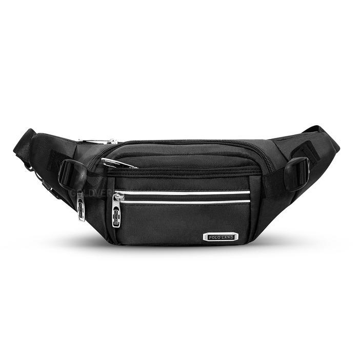 Oneda Bag - Tas Selempang Pria Polo Land Waistbag Cewe Cowok Anti Air Slingbag Hitam Tas Pinggang -