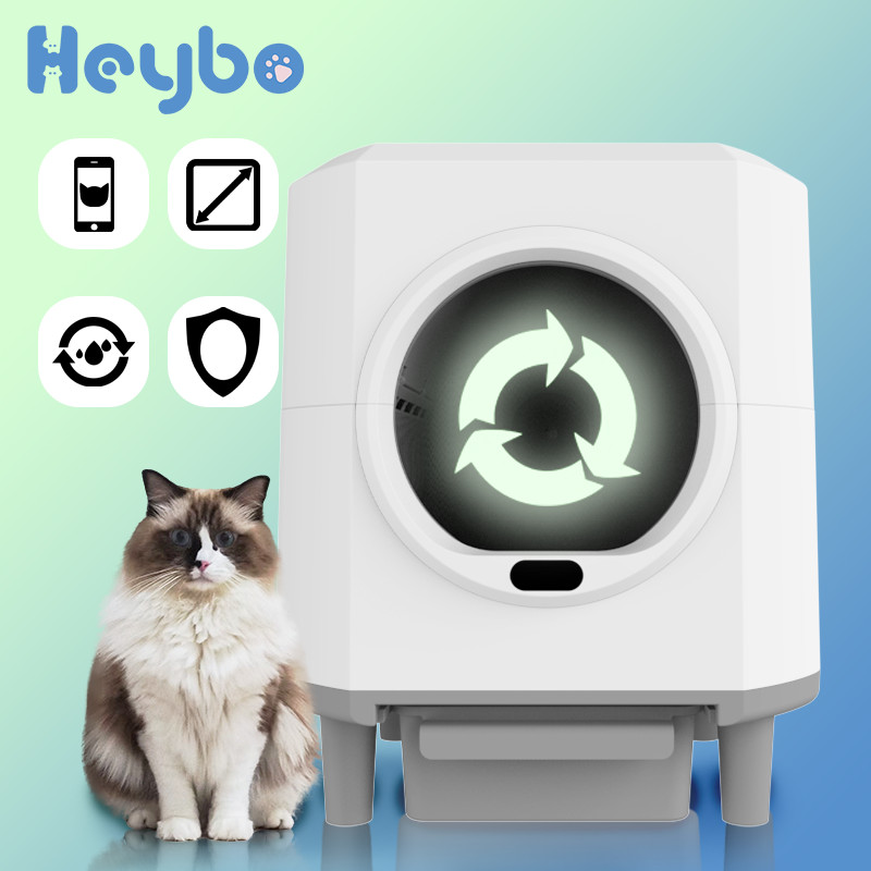 HeyboPet Automatic Self-Cleaning Litter Box, Fully Enclosed Cat Litter Box with Home-Style Design,