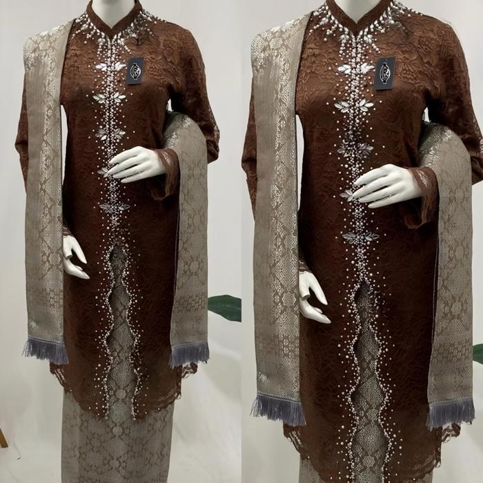 sar viral/ Setelan Kebaya Ibu Hajat FREE HIJAB/Kebaya Long Tunik Plus selendang Songket /Kebaya