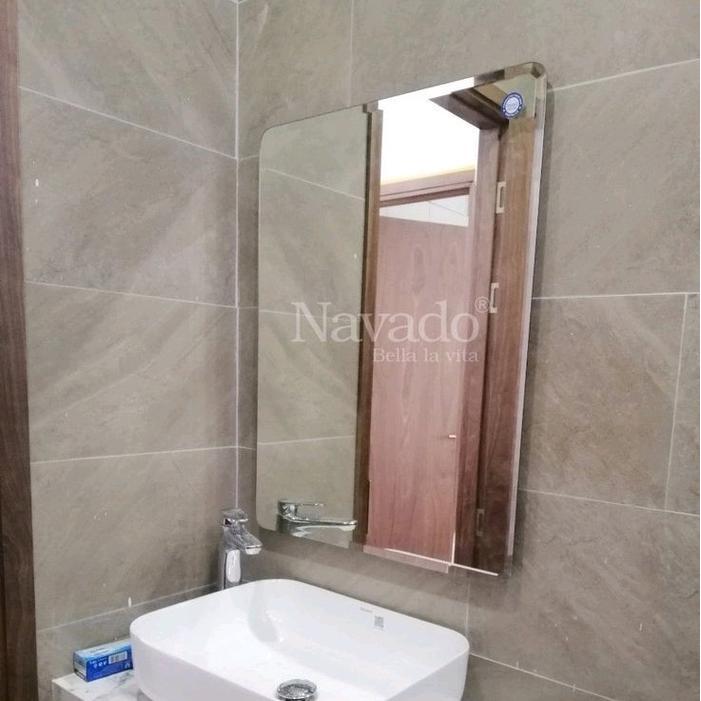 Kaca cermin Bevel aesthetic bentuk kotak cermin tempel dinding wastafel kamar mandi salon