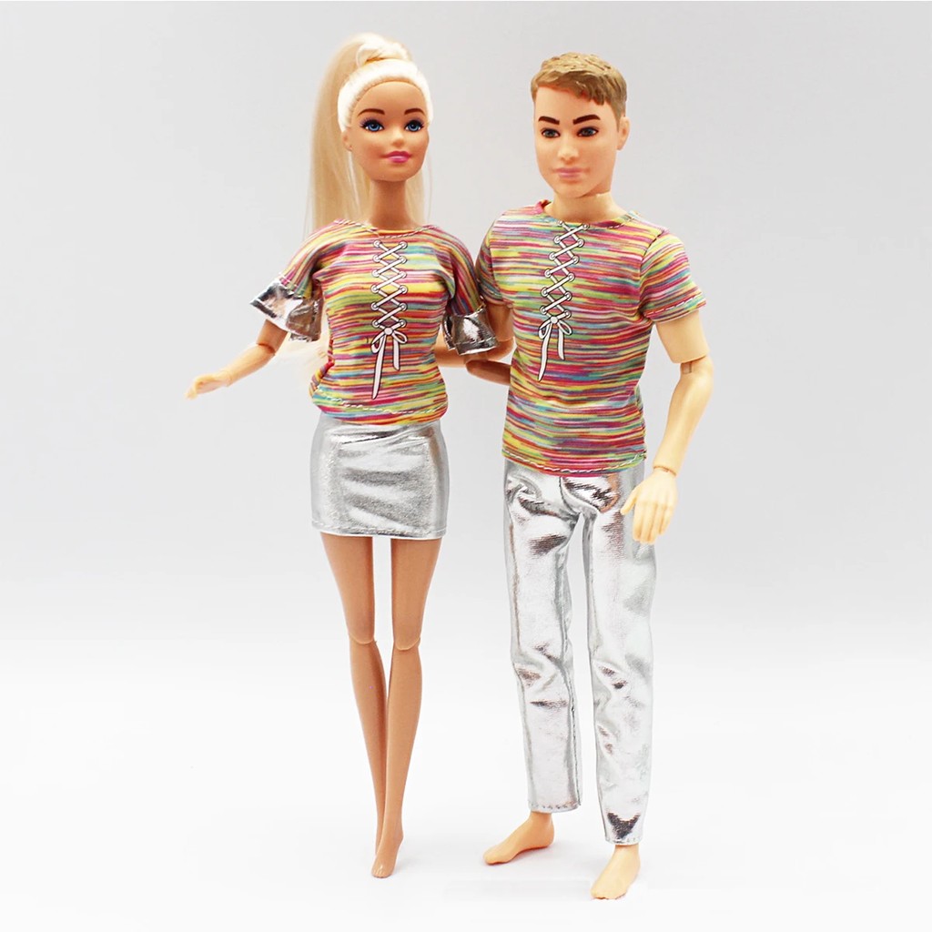 30cm Couple Doll Girlfriend & Boyfriend Ken Doll 1/6 Doll with Wheat Complexion Body Couple Outfit