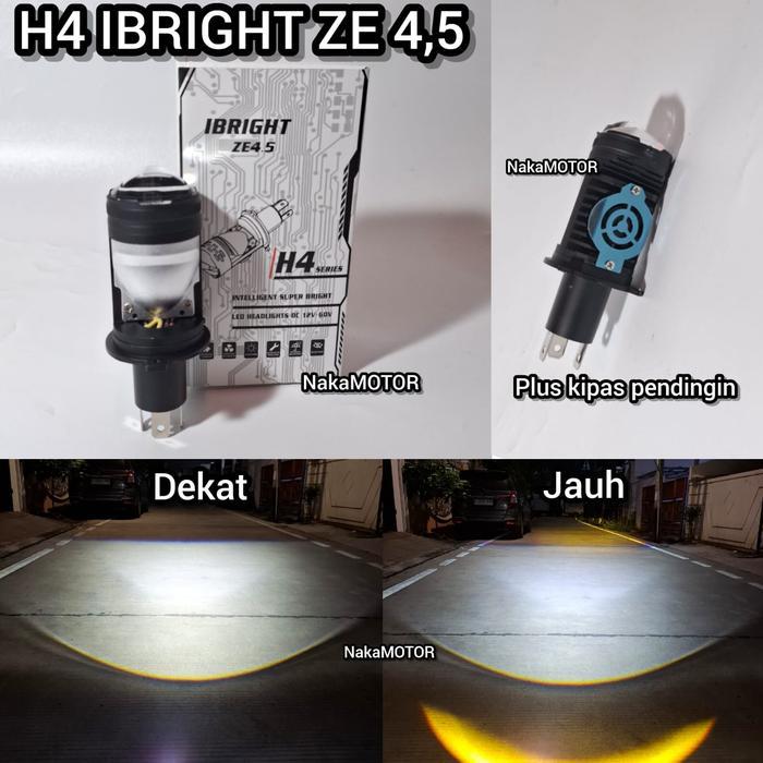 Ibright Lampu Utama Led Ze4,5 H4 Biled Laser