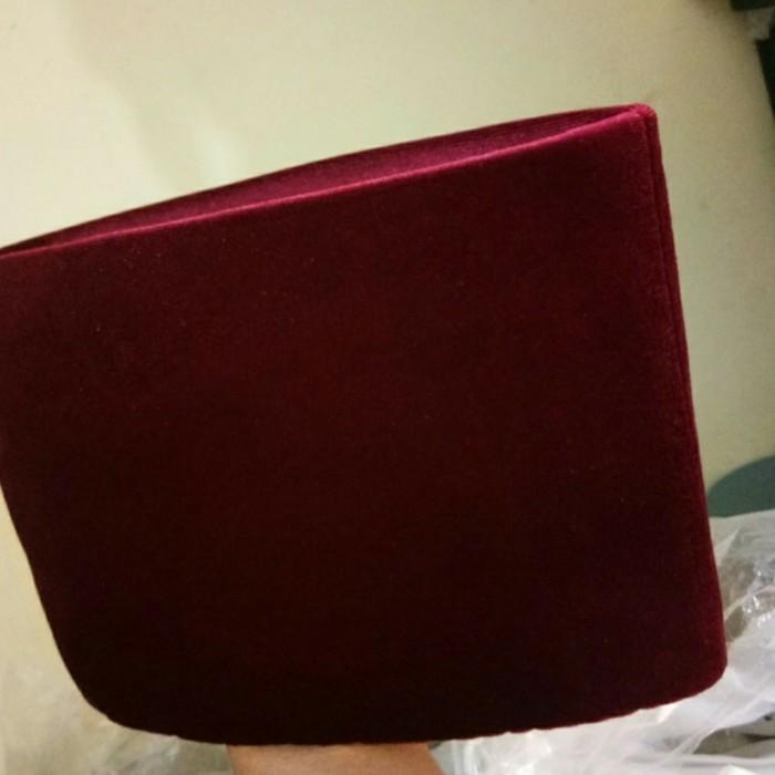 TERMURAH Peci Kopiah turki bludru marun tinggi 18 unik dan Elegan - 0 READY STOCK