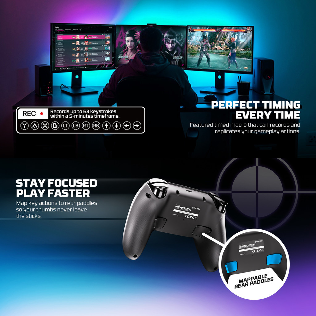 FANTECH REVOLVER III WGP12S Game Controller 1000Hz Hall Trigger Rocker 2.4G Wireless Gamepad For