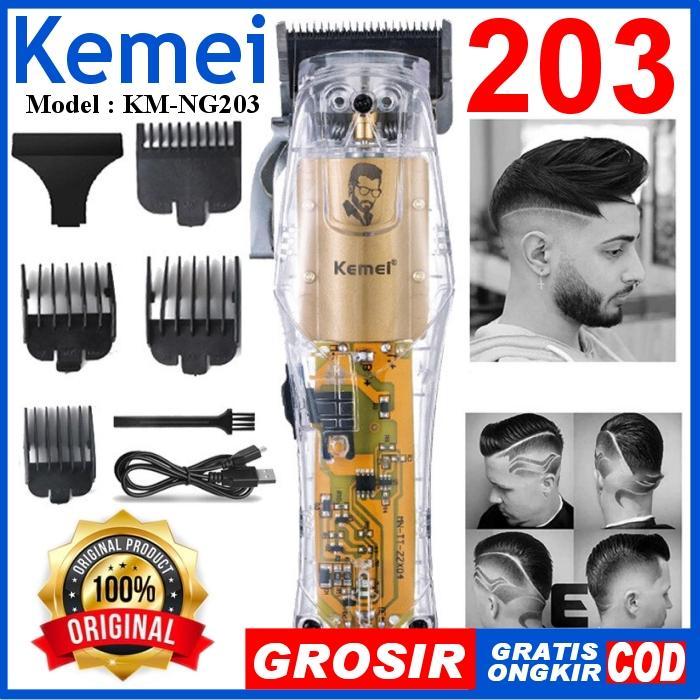 DISKON KM203 KEMEI 203 Alat Mesin Cukur Rambut CAS Recharge Baterei KM-NG203