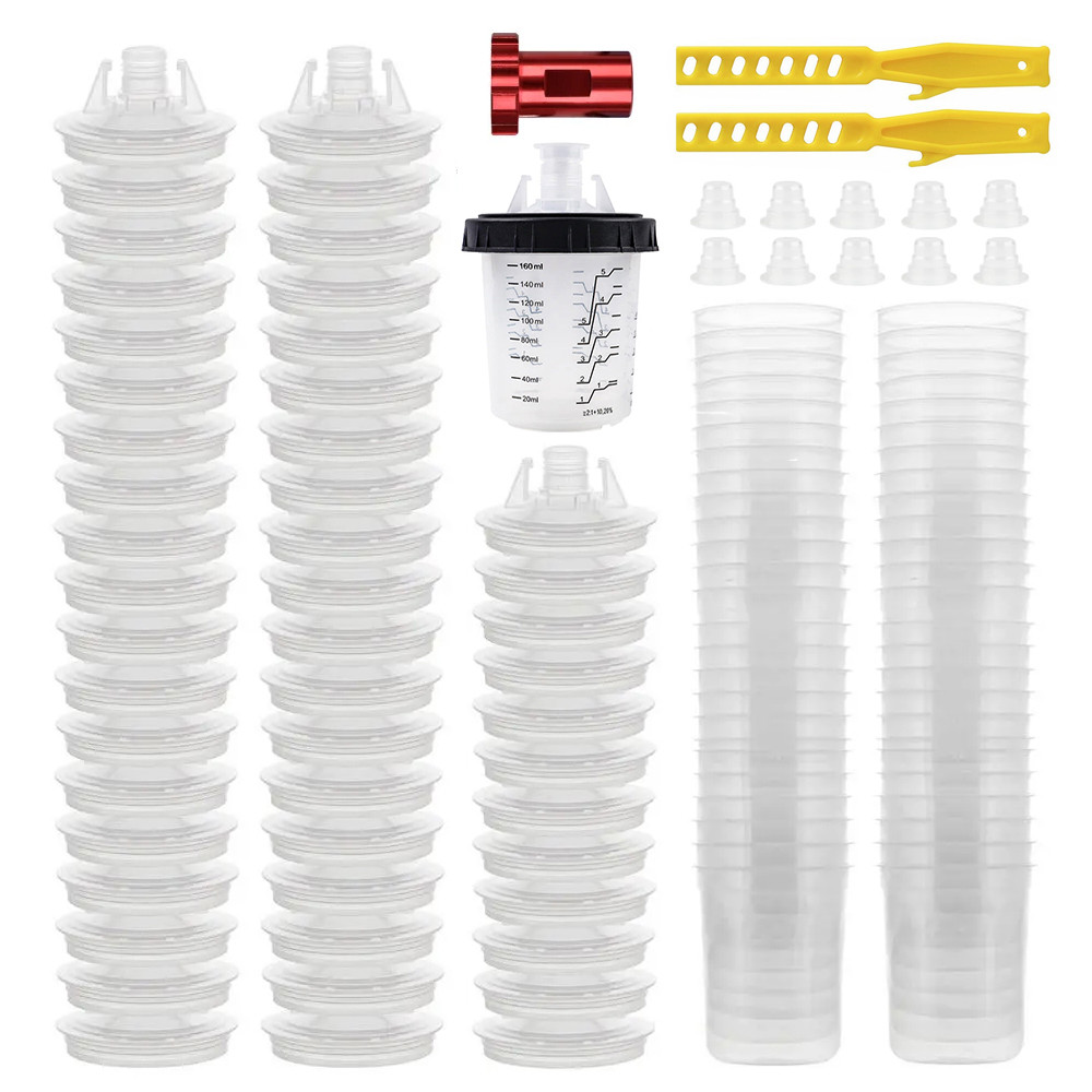 50Pcs Disposable Spray Gun Paint Mixing Cup H/o Quick Cup Paint System Airbrush Tank 160ML with