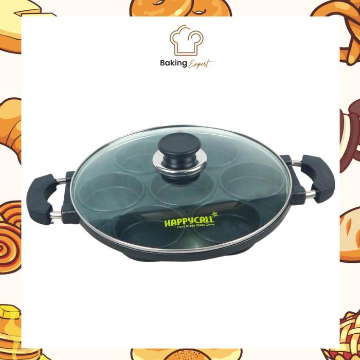 Cetakan 7 Datar + Tutup Kaca Cetakan Kue Lumpur Kitchenware Teflon