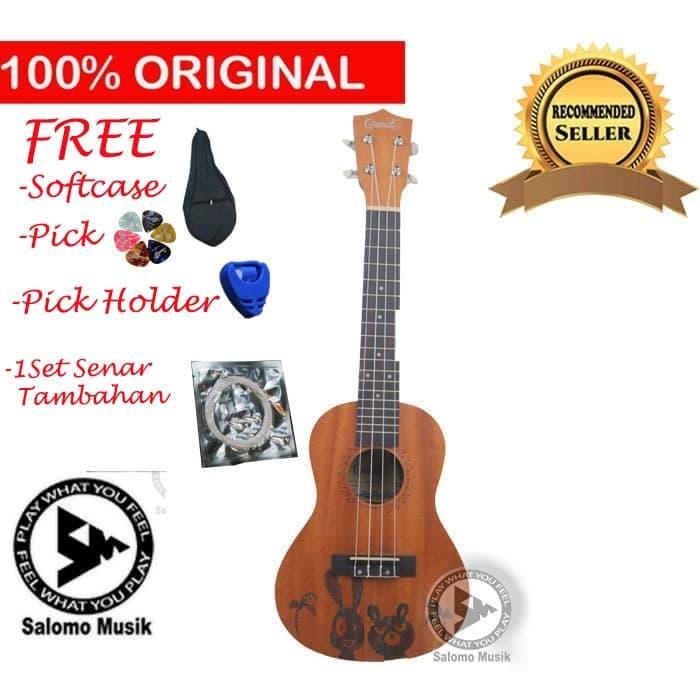 Ukulele Grande Concert 23'' Coklat Tua Motif Kelinci + Softcase