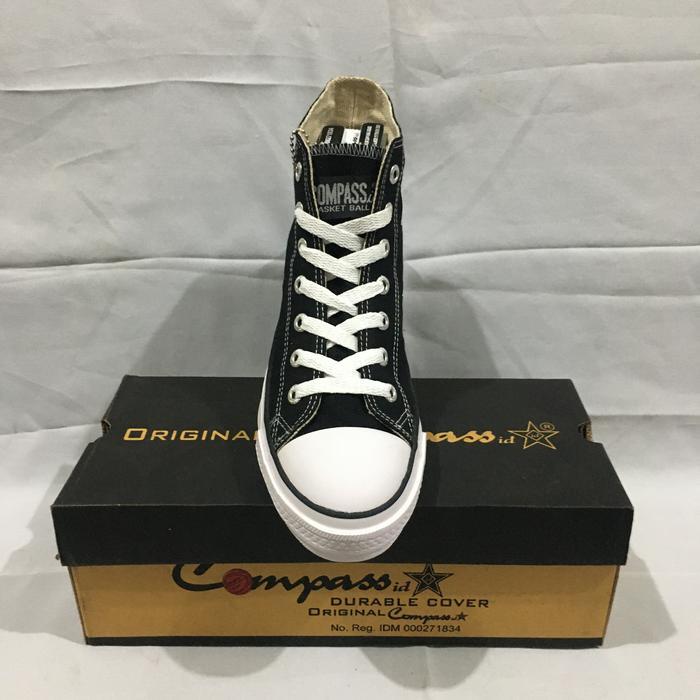 [ Tomkins Warrior Style ] Sepatu Sekolah Anak Dan Dewasa Compass Hi Hitam/Putih