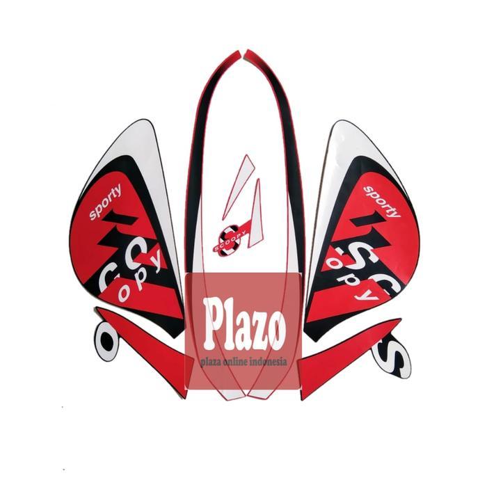 sticker motor / striping honda scoopy sporty 2021 hitam-merah