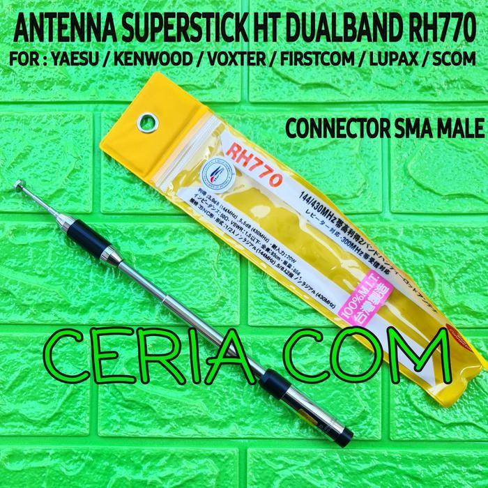 ANTENA SUPERSTICK HT KENWOOD YAESU SCOM DUALBAND RH 770 SMA MALE ORI
