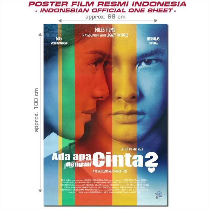 Poster Film ADA APA DENGAN CINTA 2 - original Indonesian one sheet, ukuran 68 x 100 cm