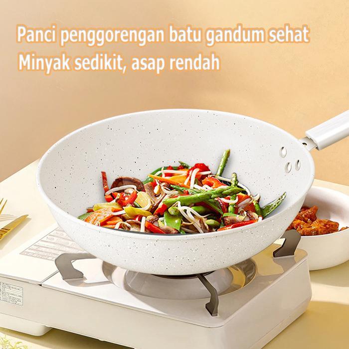 HIGH SELECT 30 cm Panci Batu Anti Lengket Panci Datar Peralatan Dapur Pegangan Anti Lengket