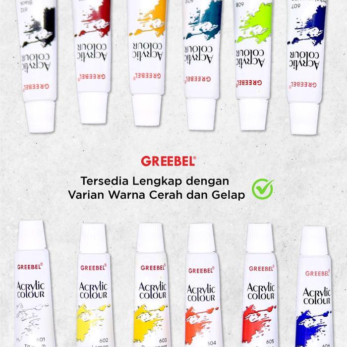 GREEBEL Cat Lukis Akrilik Set 12 Warna / Cat Akrilik Kanvas Lukis 12 Warna 6 ml (CAT AKRILIK 12