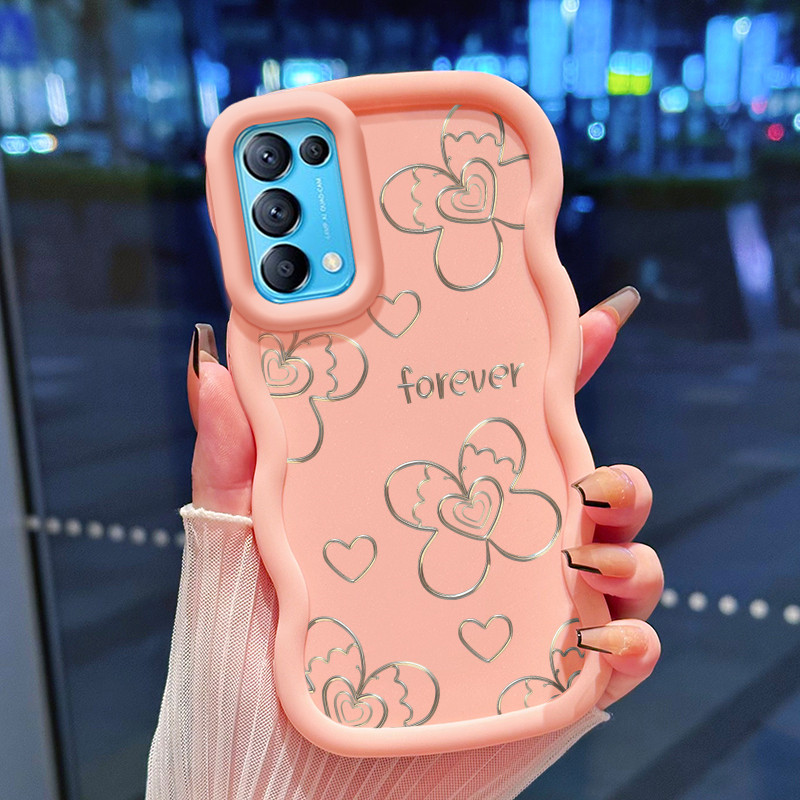 Casing Hp Untuk OPPO Reno 5 4G Reno 5 5G Reno 5K 5G Find X3 Lite Case Kupu-kupu Hati Perak Cesing Po