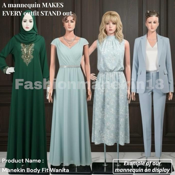 Manekin Bodyfit Wanita Plastik Tebal + Patung Baju Wanita + Manekin Wanita Ada Paha Dengan Kaki Besi