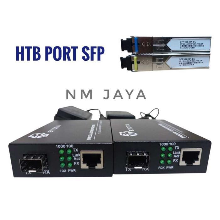 Eyota Converter Htb10/100/1000Mbps Plus Sfp Port Gigabit 1.25Gb 3Km Plus Adaptor Kualitas Bagus