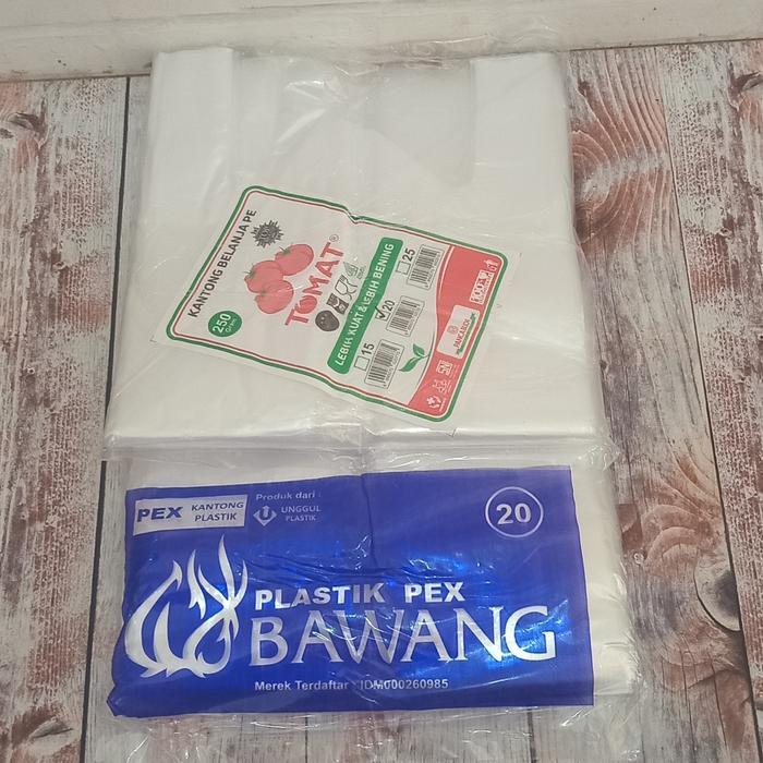 Kantong kresek plastik bening tebal PE pex bawang 20x40