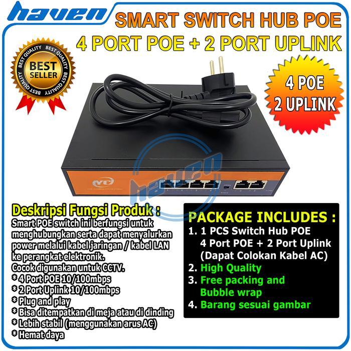 Switch Hub Poe 4 Port + 2 / Poe Switch Hub Poe 4+2 Port / Poe Switch 4 Port / Poe Switch 4 Port + 2
