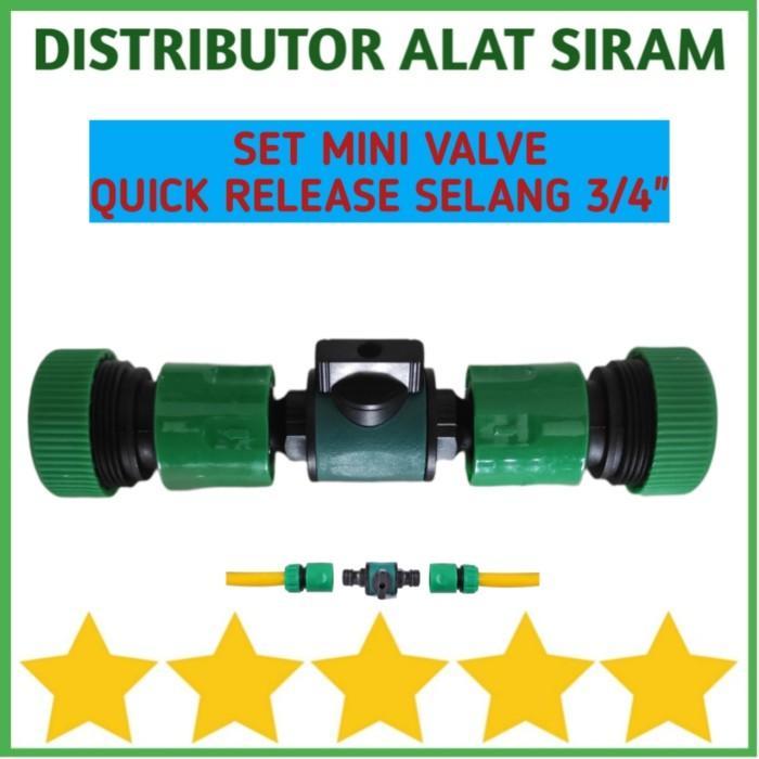 SET QUICK RELEASE 3/4 INCH + MINI VALVE STOP KRAN SAMBUNGAN SELANG AIR
