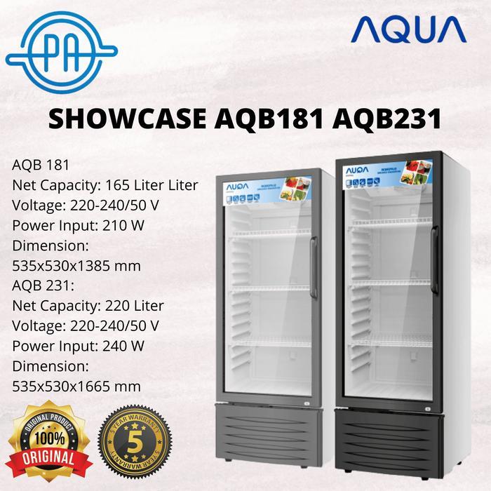 SHOWCASE AQUA AQB 181 / AQB 231 LEMARI ES MINUMAN AQB181 AQB231 165L 2 - AQB 181