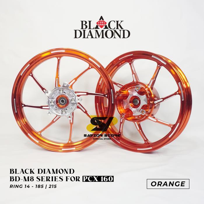 Black Diamond Velg Motor BD-M8 Palang 8 Ring 14 Lebar Depan 185 Belakang 215 Velg Pelek Velk Sporty 