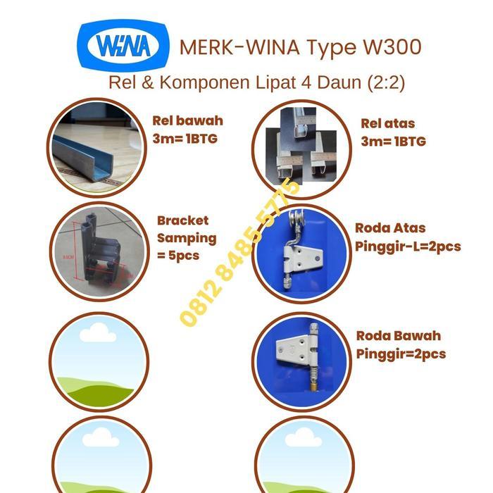 Paket Rel dan roda Lipat 4pintu (22) Wina W300