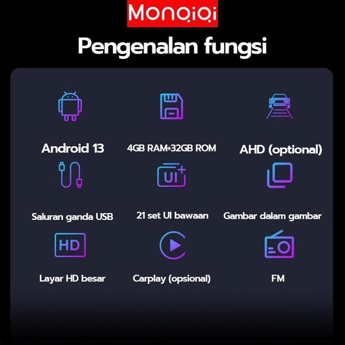 "New" MONQIQI with cooling system4G+32G IPS Screen Head Unit android 7/9/10 Inch Car Android 13