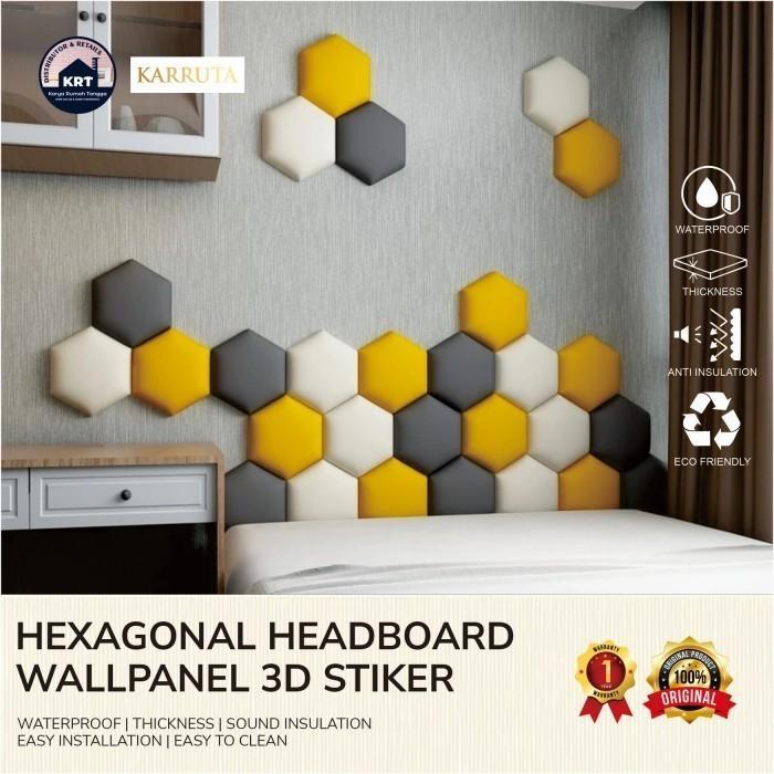 KARRUTA - Headboard Pure Oscar Model Hexagonal - Headboard Kasur tempel 3D Peredam Suara