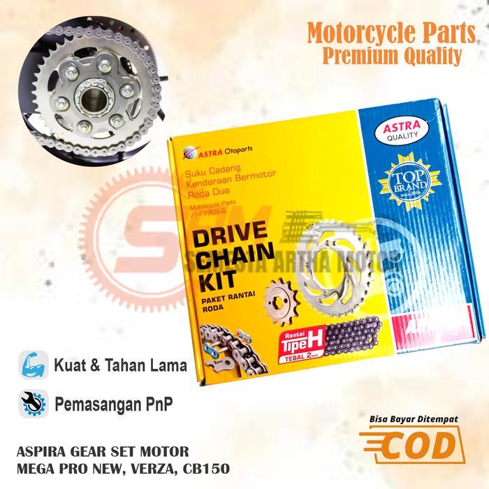 Gear Set Aspira Honda Verza Rantai Komplit Chain Kit Depan Belakang