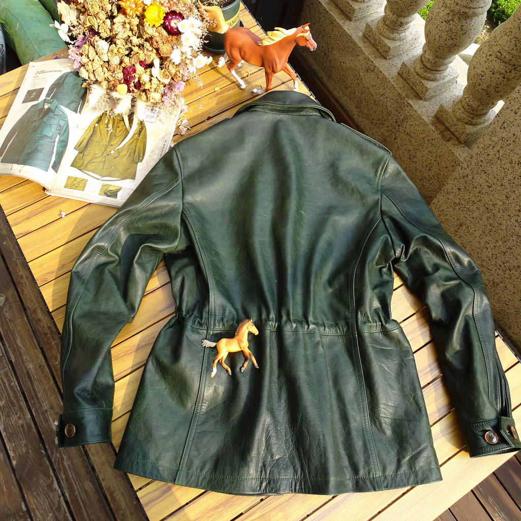 . Men'S Genuine Leather M43 Field Jacket Horsehide Loose Military Army -