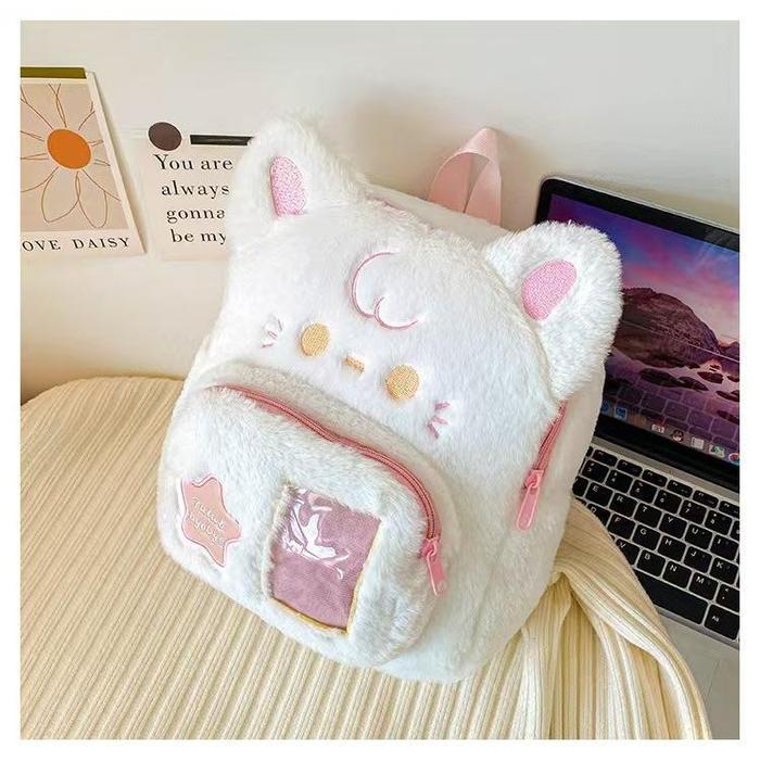 (COD) Tas Kucing TK Anak-anak Tas Ransel Boneka Kerah Bulu Karakter Tas Boneka Bagpack GLOBAL