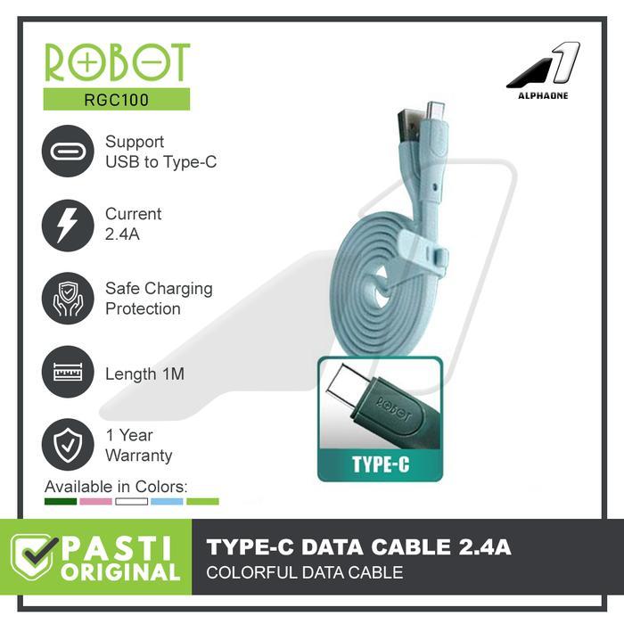 ROBOT Kabel Data Type C RGC100 Kabel Charger Casan HP Quick Charge