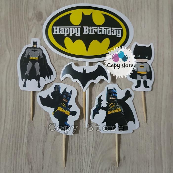 Cake Topper Happy Birthday / Cake Topper Batman / Hiasan Kue Batman